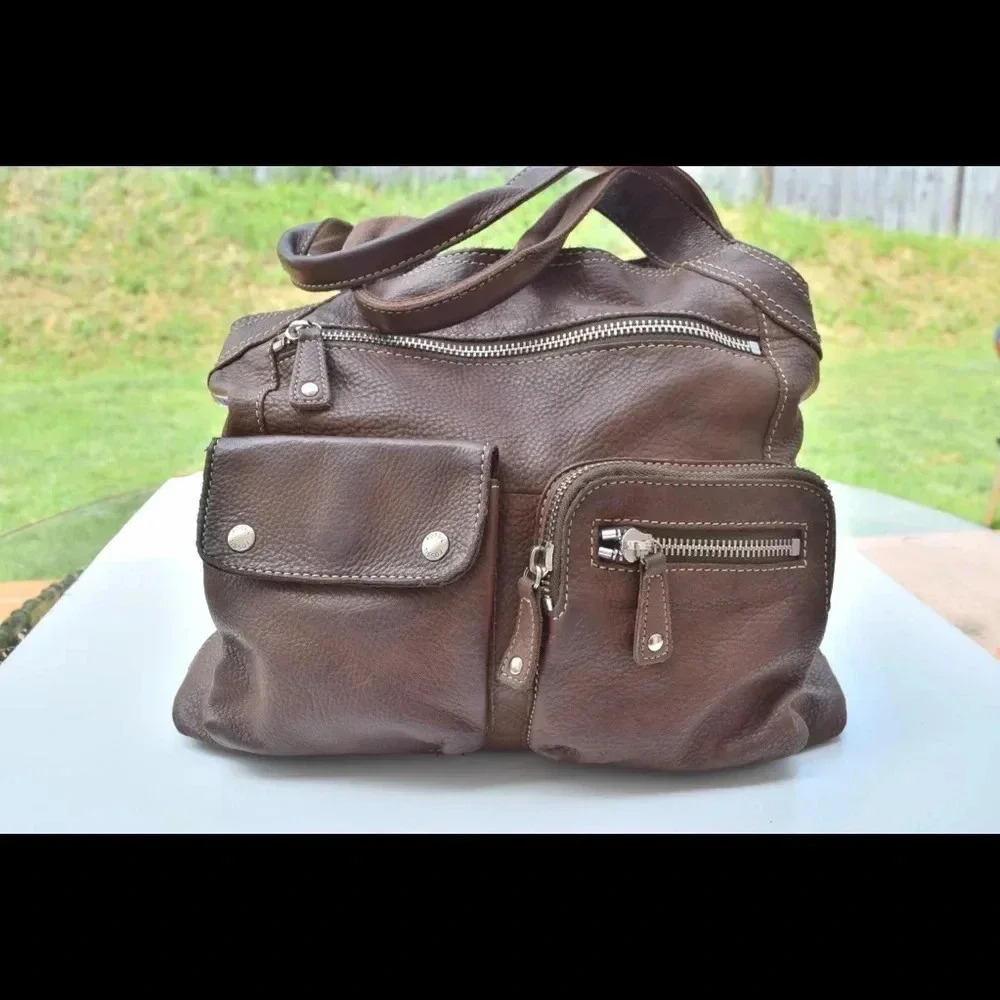 Fossil leather tote bag